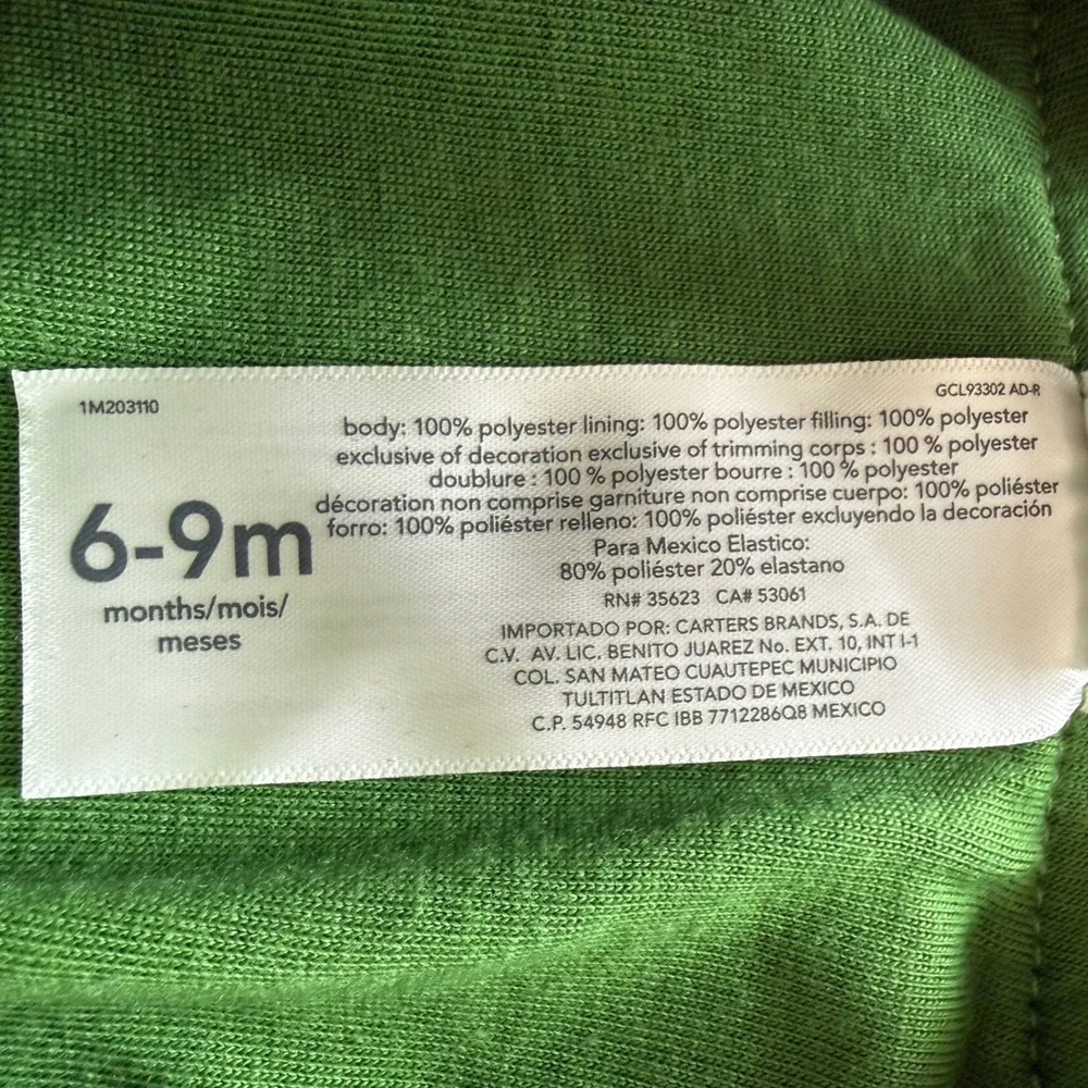 Carters Baby Avocado Halloween Costume Fleece Vest Hooded Green 6-9 Months - Picture 7 of 7